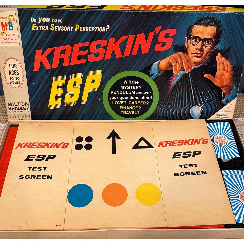 Vintage 1966 Kreskin's ESP Board Game Milton Bradley 4722 Mystery Pendulum Boxed